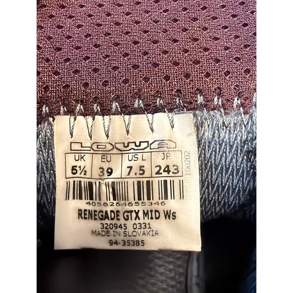 Lowa Renegade GTX Mid Red Leather Hiking Trekking Boots Women's sz7.5 - Picture 6 of 7